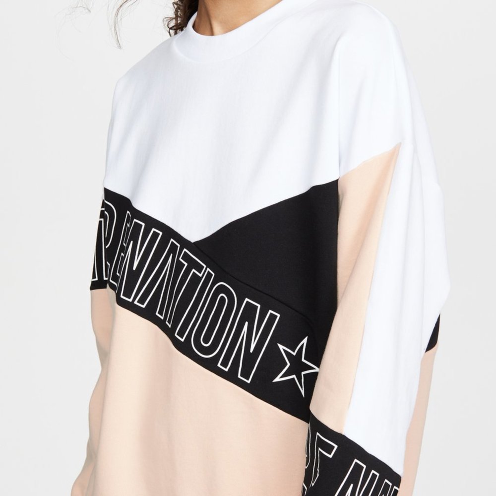 P.E NATION Colorblock Logo Sweatshirt in White, Black & Blush
